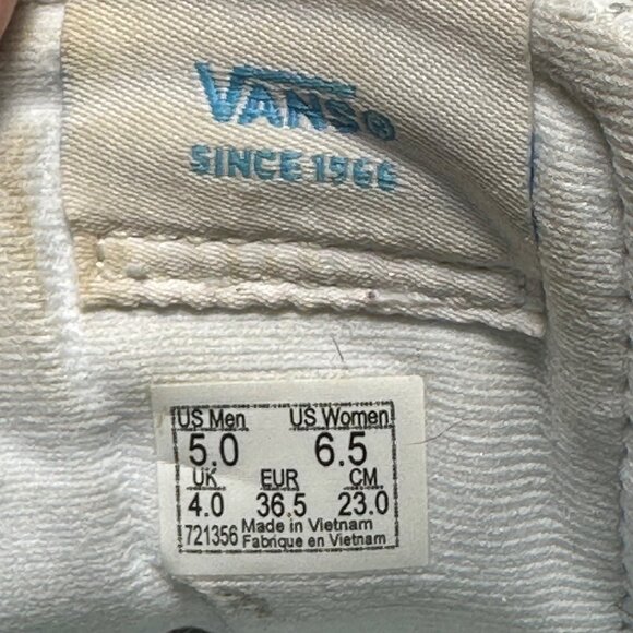 Vans Womens 6.5 Mens 5 White Leather Sneakers With Multicolor Accents Lace-Up - Picture 13 of 14